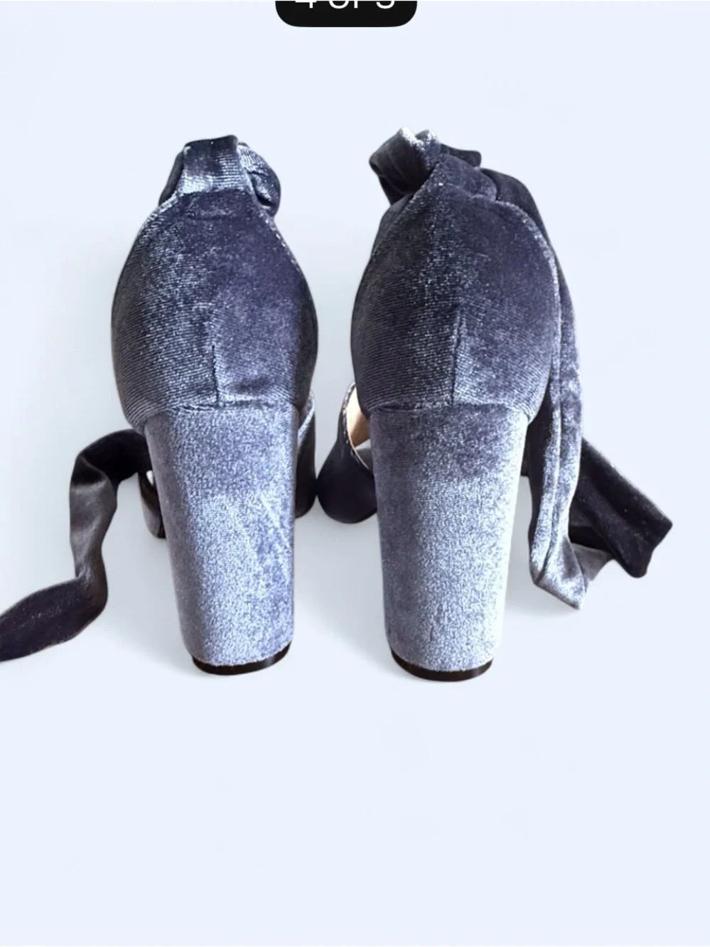 Catherine Malandrino Blue Velvet Ankle-Tie Peep-Toe Heels
